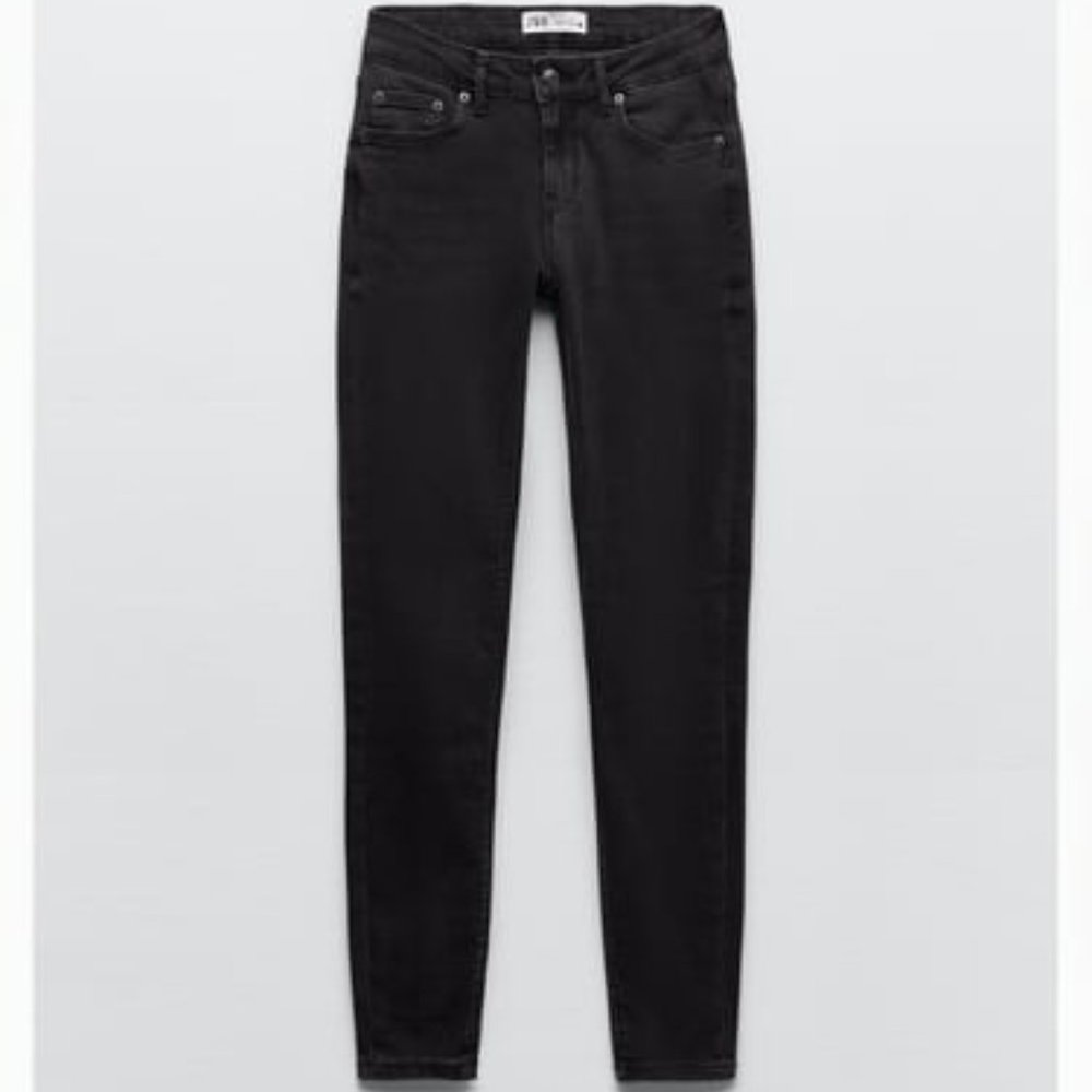 NWT ZW THE ‘80S SKINNY SIGNATURE DENIM JEANS  MID WAIST GRAY BLACK.